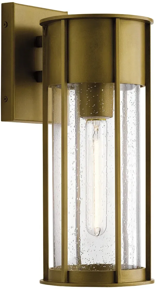 Elstead Lighting Camillo Außenwandleuchte mittel 1-flammig in Painted Natural Brass mit Saatglas