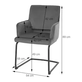 Mendler 6er-Set Freischwinger HWC-N60, Esszimmerstuhl Küchenstuhl Stuhl, Stoff/Textil Öko-Tex ~ dunkelgrau