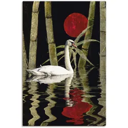 Wandbild ARTLAND "Blutmond über dem Schwanensee", rot (farbe bild(er): rot), B:60cm H:90cm T:1,8cm, Canvas, Leinwand, Bilder, als Leinwandbild, Wandaufkleber in verschied. Größen