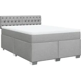 vidaXL Boxspringbett mit Matratze Hellgrau 140x200 cm Stoff