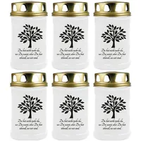 HS Candle Grabkerze GK-04210 (6-tlg), Grabkerze Brenndauer 48 Stunden mit Motiven