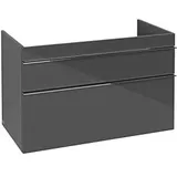 Villeroy & Boch Venticello Waschtischunterschrank A92801FP 95,3 x 59 x 50,2 cm, Becken rechts Griff Chrom, Glossy Grey