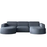 kaiser möbel Ecksofa, Sofa U form, Couch U form MODENA U STUDIO stoff Neve Blau - Blau