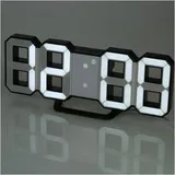 Mumu - Digitale Led-wanduhr, Einstellbare Leuchtdichte, Weißes Licht, Schwarze Schale