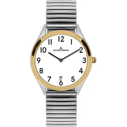 Quarzuhr JACQUES LEMANS "Cannes", silber (silberfarben), Armbanduhren, Damen, Armbanduhr, Damenuhr, Herrenuhr, Datum, Edelstahl, Flexband, Zugband
