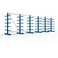 Meta Kragarmregal Atlas ST doppelseitig 6 Ständer 2000 x 500 x 6750 mm Tiefe + 2 x 5 Arme enzianblau