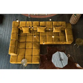 KAWOLA Sofa NEVADA Ecksofa Velvet curry Recamiere links