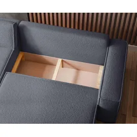 Selsey Scarlo - Ecksofa mit Schlaffunktion, Stauraum und Bouclé-bezug, dunkelgrau - Selsey