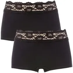 Trofe Lace Trimmed Boxer Briefs 2P Schwarz Baumwolle Small Damen