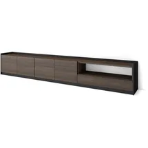 SKRAUT HOME Lowboard 310x50x37 cm Dunkler Eiche/Schwarz Holzwerkstoff