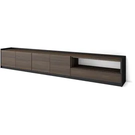 SKRAUT HOME Lowboard 310x50x37 cm Dunkler Eiche/Schwarz Holzwerkstoff