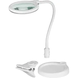 GOOBAY LED Stand-/Klemm-Lupenleuchte, 6W, 480lm, 1,75x Vergrößerung, weiß