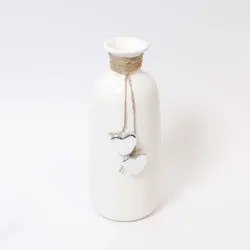 Vase Tischvase Tischdeko Flaschenform Flasche Dolomite weiß Ø 9.5 x 23.5 cm