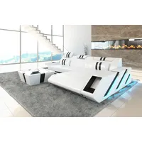 Sofa Dreams Ecksofa Ledersofa Apollonia L Form Leder Sofa Ledercouch, Couch, mit LED, wahlweise mit Bettfunktion als Schlafsofa, Designersofa schwarz|weiß