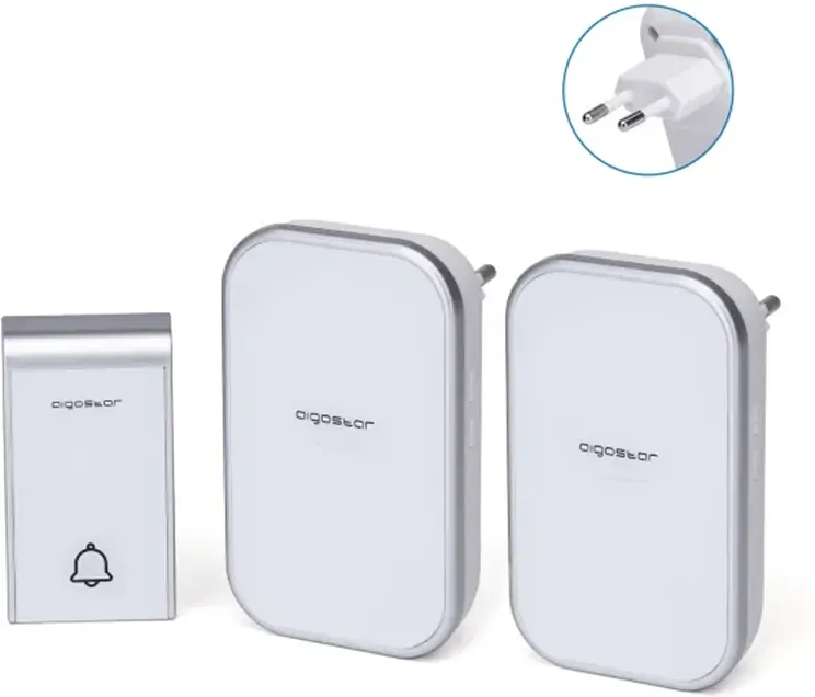 Aigostar AC kabellose digitale Türklingel IP44 Weiß & Silber