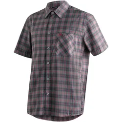 Funktionshemd MAIER SPORTS "Mauro", Herren, Gr. 64, Normalgrößen, grau, 85% Polyester, 15% Viscose, Kurzarm, Hemden, Kariertes Kurzarm-Hemd für Wandern, Reisen und Freizeit