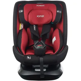 XOMAX G409 IOT Kindersitz drehbar 360°, ISOFIX I mitwachsend I 0-36 kg, 0-12 Jahre, Gruppe 0+/1/2/3, 5-Punkt-Gurt, 3-Punkt-Gurt I Bezug waschbar I ECE R129 I Black-Red