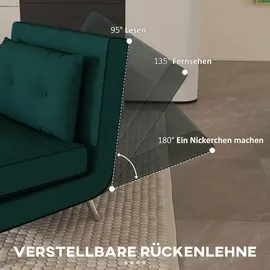 Homcom Schlafsessel, Klappsessel mit Bettfunktion, Einzelsofa mit Kissen, Samtoptik für Wohnzimmer, Sessel, Schlafsessel