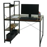 Mendler Schreibtisch mit Regal HWC-K81, Laptoptisch Bürotisch Arbeitstisch, 100x60cm Metall MDF ~ braun