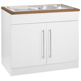 KOCHSTATION Spülenschrank KS-Samos 100 cm breit, inkl. Einbauspüle weiß