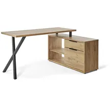Jahnke Eckschreibtisch, X-TRA C 145 E Kerneiche/Schwarz