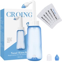 CROING - 40x Salz + 1x Nasendusche (300ml) - Neti pot, Nasendusche Nasenspülung Nasenreinigung Nase Spülen, Sinus Rinse