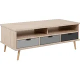 MID.YOU Couchtisch, Eiche, Metall, Eiche, 3 Schubladen, konisch, 60x50x120 cm, Wohnzimmer, Wohnzimmertische, Couchtische