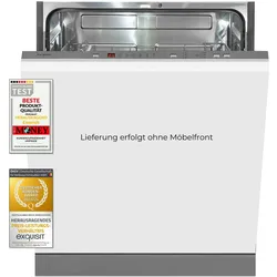 Exquisit Geschirrspüler EGSP6312-E-030D silber | Spülmaschine 60 cm | 12 Maßgedecke | Auto Türöffner | Power+ | ECO Modus | Einbaugerät