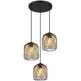GLOBO Hängeleuchte 3-flg. 40 cm schwarz gold Metall