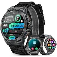 MEGALITH Smartwatch Herren Fitness Tracker: Outdoor Sport Wasserdicht Fitnessuhr mit Telefonfunktion - Blutdruckmessung Pulsuhr Smart Watch Schwarz