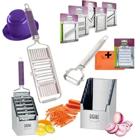 Muxel 4-fach Gemüse-Hobel Gigant Multi-Schneider Muxels Super Mega-Set mit gleich 6 weiteren Einsätzen in der praktischen Multi-Box + Multischäler Flieder