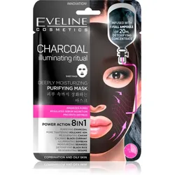 Eveline Cosmetics Charcoal Illuminating Ritual extra feuchtigkeitsspendende reinigende Textil-Maske 1 St.