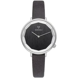 Kerbholz Damen-Armbanduhr Mia Dunkles Holz/Schwarz