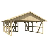 SKANHOLZ Skan Holz Carport Schwarzwald m. Dachschalung u. Abstellr. A 684 x 772 cm Natur