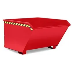 Kippbehälter aus Stahl, 300 Liter Volumen, rot