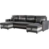 Habitat et Jardin - Panorama-sofa Mit Schlaffunktion Und Stauraum 'antoine' - 5-sitzer - Dunkelgrau/hellgrau