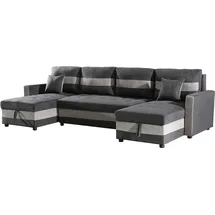 Habitat et Jardin - Panorama-sofa Mit Schlaffunktion Und Stauraum 'antoine' - 5-sitzer - Dunkelgrau/hellgrau
