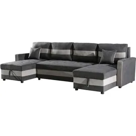 Habitat et Jardin - Panorama-sofa Mit Schlaffunktion Und Stauraum 'antoine' - 5-sitzer - Dunkelgrau/hellgrau