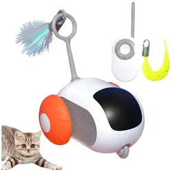 DOPWii Tier-Aktivitätsspiel Interaktives Katzenspielzeug, Intelligentes, elektrisches Katzenspielzeug, USB-Aufladung, Blau, Orange