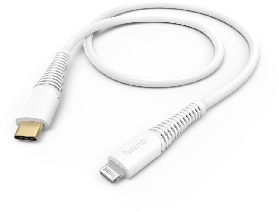 Hama Ladekabel USB C auf Lightning (iPhone Ladekabel, Lightning Kabel, iPhone 14 13 12 11 Pro Max Plus Mini SE XS Max XR X 8 7, iPad Pro Air Mini, iPod, MFI Zertifiziert, vergoldet, 1,5m) weiß