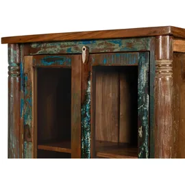 MASSIVMOEBEL24.DE Vitrine Altholz 85 x 42 x 180 cm Mehrfarbig