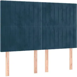 vidaXL Boxspringbett mit Matratze Dunkelblau 140x200 cm Samt