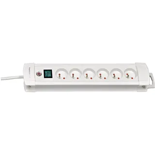 Brennenstuhl Premium Mehrfachstecker mit 6 Steckdosen und Schalter, 3°m, weiß,