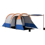 Outsunny Campingzelt, Tunnelzelt für 3 Personen, mit Lichthaken, Vorzelt, 2 Räumen, Winddicht Familienzelt mit Tragetasche, 2000mm Wasserabweisend Pop Up Zelt für Camping, Garten, Orange   Aosom