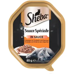 SHEBA Sauce Speciale 85g: Nassfutter mit Truthahn und Gemüse in Soße für adulte Katzen