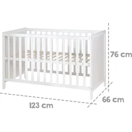roba Mulitfunktionsbett Sterne grau mit Beistellfunktion, Lattenrost, Matratze, Bettreduzierer, Himmel, Himmelstange, Kinderbett, Anstellbett, Babybet, 0176W-16V191, weiss