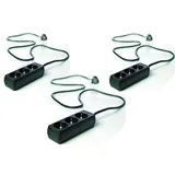 3 x G-L-T 3-Fach Mehrfachsteckdose schwarz Steckdosenleiste, Steckplätze 45 Grad gedreht, Kabel 1,4m, Steckerleiste