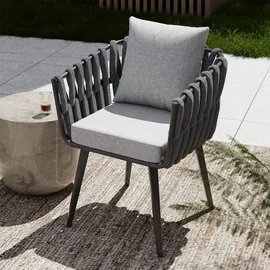 Tectake Stuhl, Lugano im Rope-Design, höhenverstellbare Kunststofffüße, 61 x 60 x 73 cm