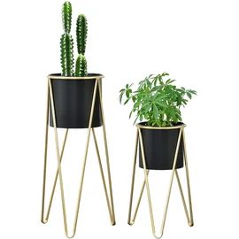 [en.casa] Hedera Blumenständer 2-tlg. 60 x 30 cm Goldfarben/Schwarz