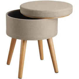 Tectake Sitzhocker Yara gepolstert in Leinenoptik 42,5 x 45,5 x 42,5 cm Beige